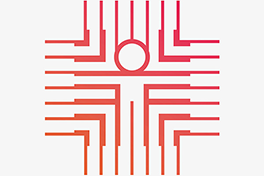 CAIM-Logo Mann in einem Prozessor Strichzeichnung